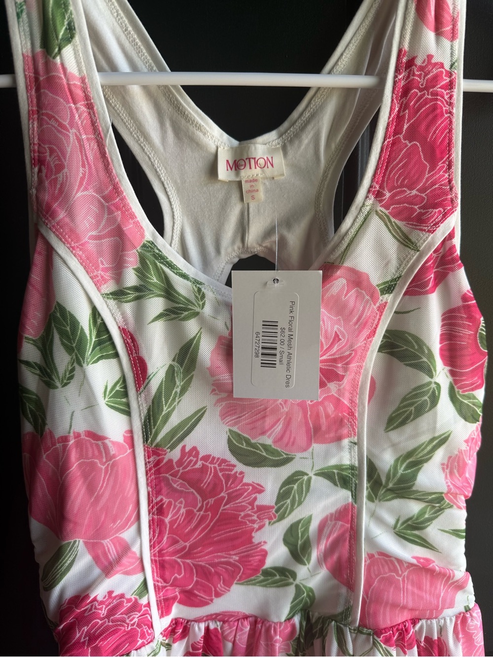 NWT PINK FLORAL MESH ATHLETIC DRESS Size Small - Picture 8 of 16